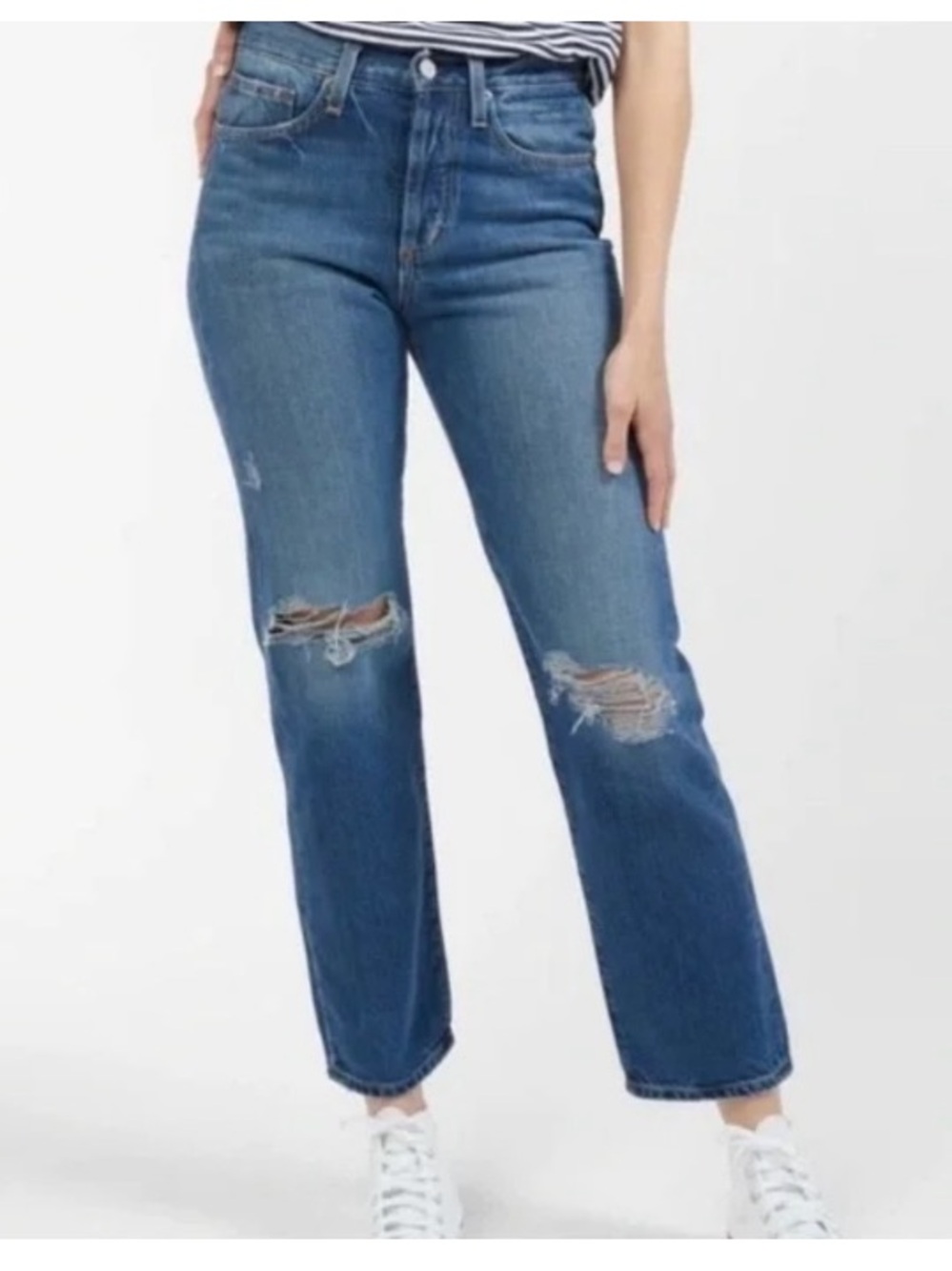 Outerknown SEA Fillmore Boyfriend High Rise Straight Jean Medium Washed Denim 32